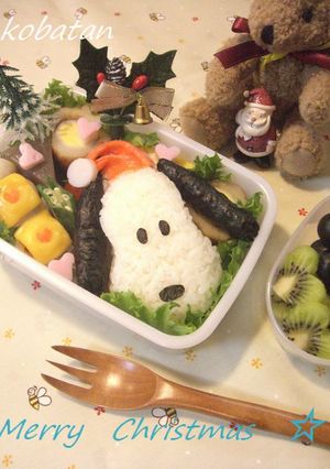 スヌーピーサンタのお弁当（キャラ弁）-レシピのメイン写真