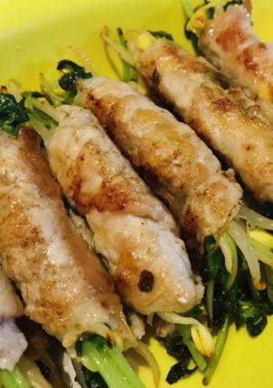 豆苗&豆もやし♫コスパ最高ヘルシー肉巻き-レシピのメイン写真