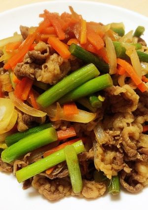 簡単おかず:ニンニク芽と豚肉炒め-レシピのメイン写真