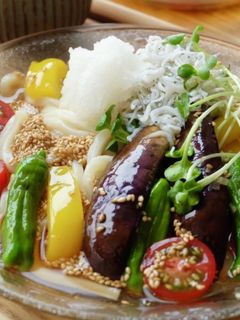 焼き夏野菜としらすの冷やしうどん-レシピのメイン写真