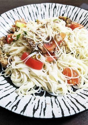 素麺消費！サバ缶とトマトの簡単素麺-レシピのメイン写真
