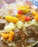 牛肉とフルーツ缶で冷やしサッポロ一番