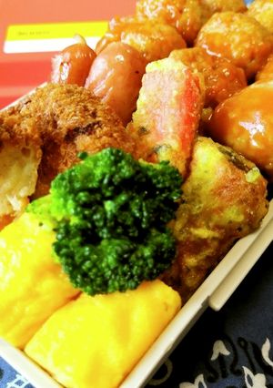 男子高校生お弁当（34）ミートボール丼-レシピのメイン写真