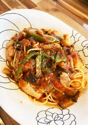 夏野菜シーフードパスタ-レシピのメイン写真
