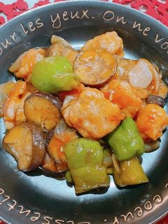 ☆夏野菜と豚バラ団子の甘酢あん炒め☆-レシピのメイン写真