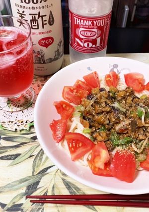 ピリ辛ナス味噌のひやむぎ-レシピのメイン写真