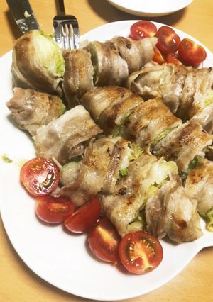 豚バラレタス巻き肉からジュワ〜-レシピのメイン写真