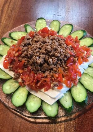甘辛ひき肉&さっぱりトマトの豆腐サラダ-レシピのメイン写真