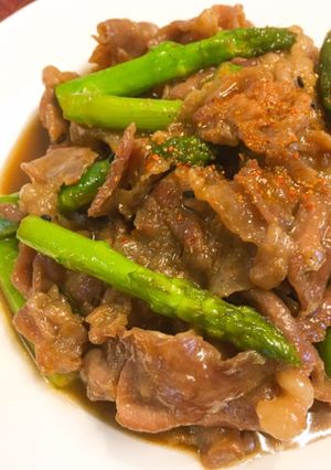 簡単!美味しい☆アスパラと豚肉の甘辛炒め-レシピのメイン写真