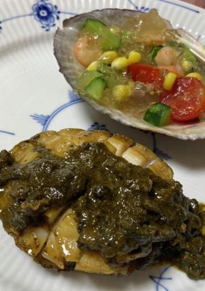 鮑ステーキ☆海老と野菜のコンソメジュレ添-レシピのメイン写真