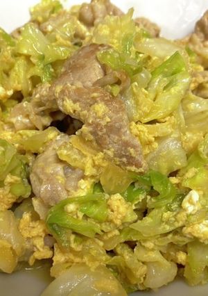 簡単！キャベツと豚肉の卵炒め！-レシピのメイン写真