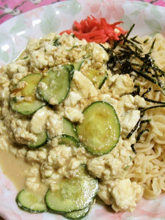 豆腐と胡瓜のせ、冷やしサッポロ一番-レシピのメイン写真