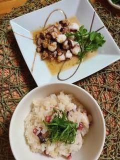 たこ飯とたこのガーリック炒め-レシピのメイン写真