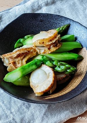 ベビーホタテとアスパラのバター醤油炒め-レシピのメイン写真