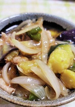 夏野菜と豚肉のほんのり甘酢風味餡和え-レシピのメイン写真