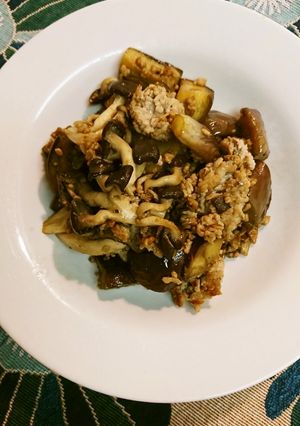 ヒラタケと茄子のひき肉炒め-レシピのメイン写真