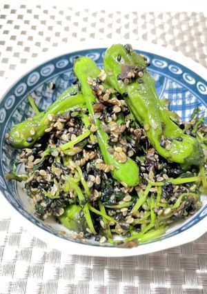 ししとうと豆苗の甘辛ごま炒め-レシピのメイン写真