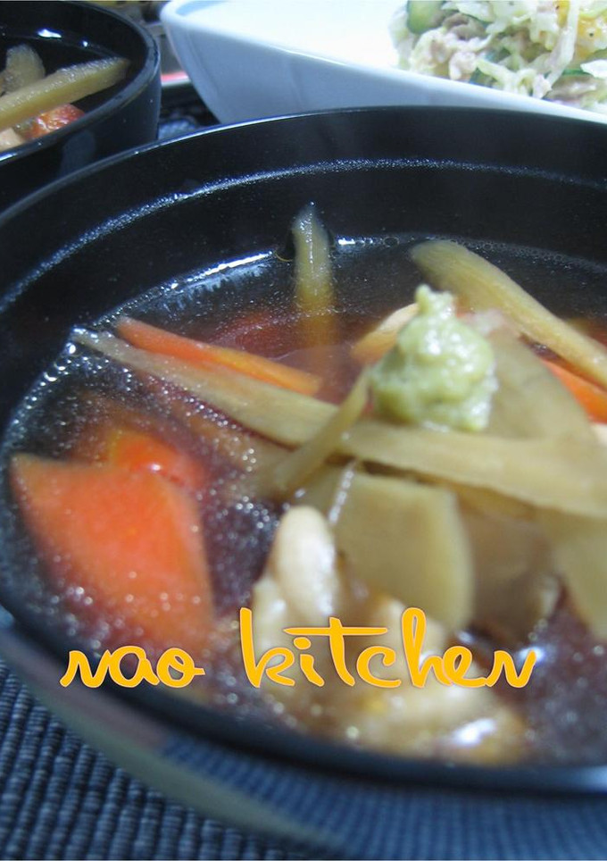 癒し系✿鶏とごぼうのわさび汁-レシピのメイン写真