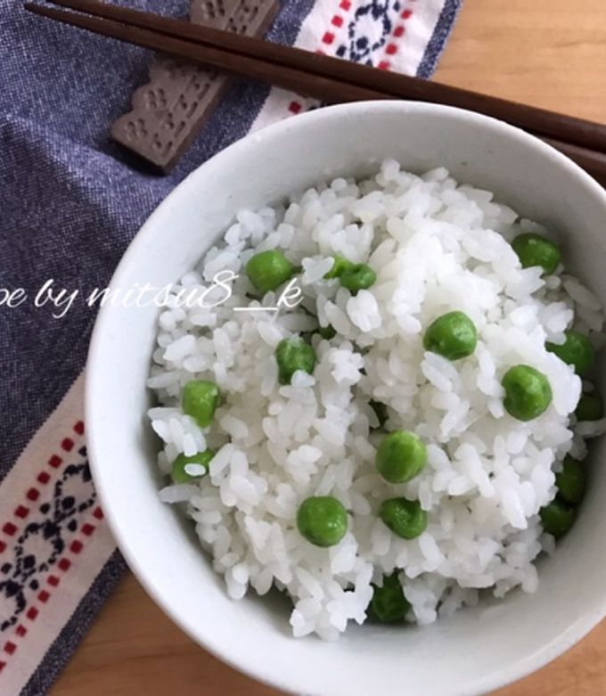 冷凍グリーンピースで簡単豆ごはん by mitsu8_k 【クックパッド】 簡単