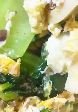 栄養たっぷり♪サバ缶と小松菜の卵炒め☆-レシピのメイン写真