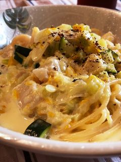 ズッキーニとホタテのクリームパスタ-レシピのメイン写真
