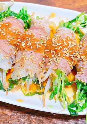 豆苗ともやしの肉巻きレンジ蒸し♡-レシピのメイン写真