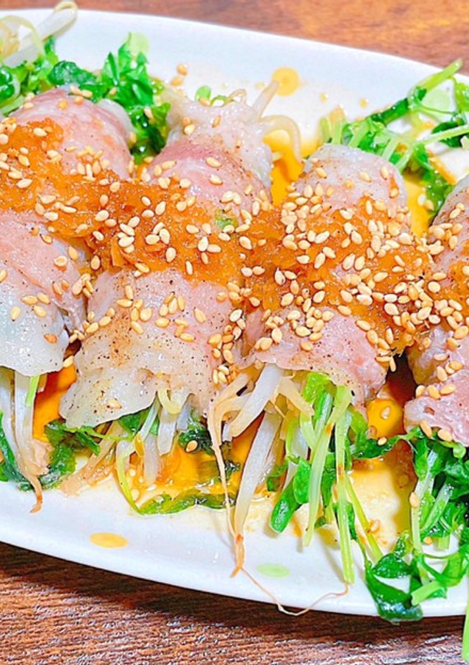 豆苗ともやしの肉巻きレンジ蒸し♡-レシピのメイン写真