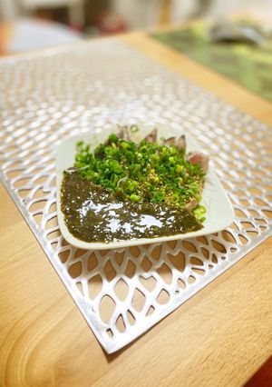 「特製アカモクダレ カツオのたたき」-レシピのメイン写真