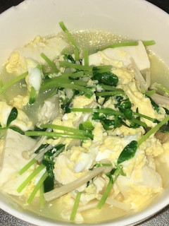 豆腐と豆苗の中華風かき玉スープ-レシピのメイン写真