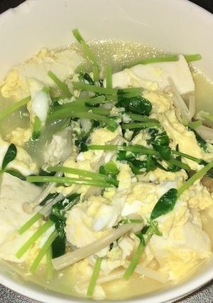 豆腐と豆苗の中華風かき玉スープ-レシピのメイン写真