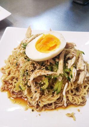 冷やしサッポロ一番の蒸し鶏きゅうり和え麺-レシピのメイン写真