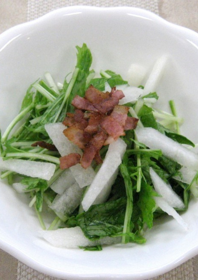 水菜と梨のサラダ（透析食）-レシピのメイン写真