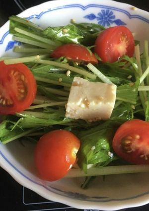 豆腐と水菜のわさびドレッシング-レシピのメイン写真
