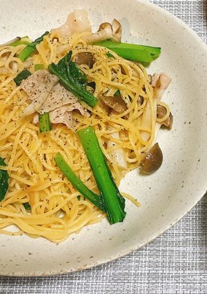 小松菜と豚バラの和風パスタ-レシピのメイン写真