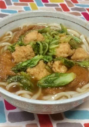 超簡単☆大盛りきつねつくねうどん♪♪♪-レシピのメイン写真