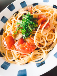 ナスとトマトの和風ペペロンチーノ-レシピのメイン写真