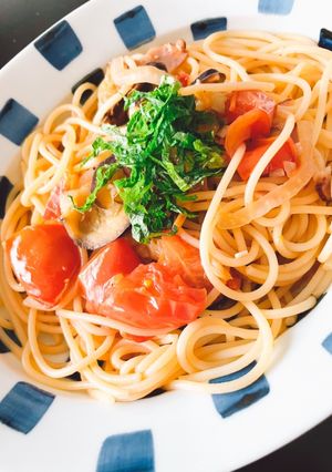 ナスとトマトの和風ペペロンチーノ-レシピのメイン写真