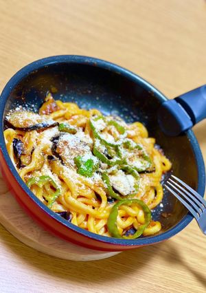 別茹で不要!簡単ワンパンナポリうどん-レシピのメイン写真