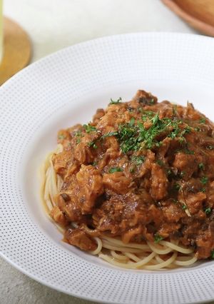 サバの味噌煮ラグーソースのパスタ-レシピのメイン写真