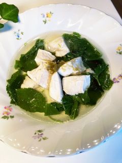 ヘルシー 鶏肉とモロヘイヤのスープ-レシピのメイン写真