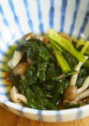 レンチンほうれん草・しめじの鰹煮浸し♪-レシピのメイン写真