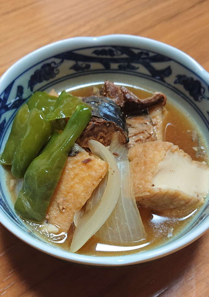 ピーマンと厚揚げの鯖缶煮-レシピのメイン写真