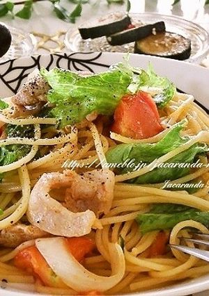 レタスとトマトのカレーパスタ-レシピのメイン写真