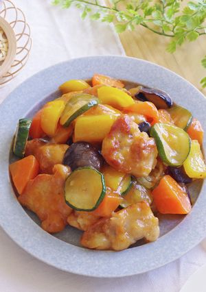 夏野菜と鶏肉の甘酢あん-レシピのメイン写真