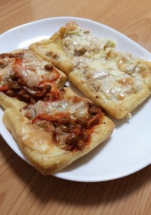 油揚げで☆おつまみピザ-レシピのメイン写真