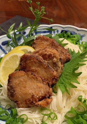 素麺に鰹の竜田揚げトッピング-レシピのメイン写真
