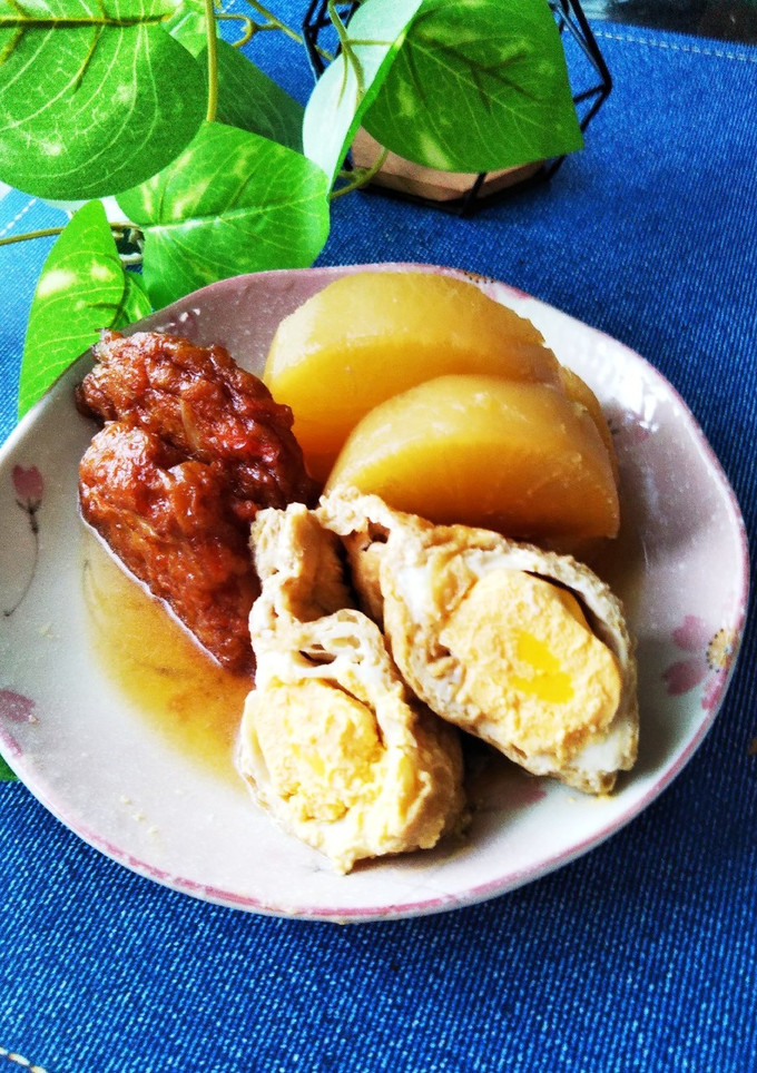 卵巾着と大根とさつま揚げのめんつゆ煮-レシピのメイン写真