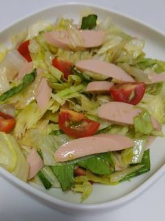 簡単!レタス魚肉ソーセージトマトのサラダ-レシピのメイン写真