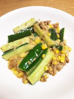 きゅうりとツナコーンのバター炒め-レシピのメイン写真