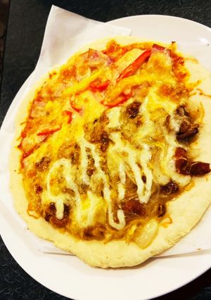 ハーフ&ハーフピザ　照り焼き　トマト-レシピのメイン写真